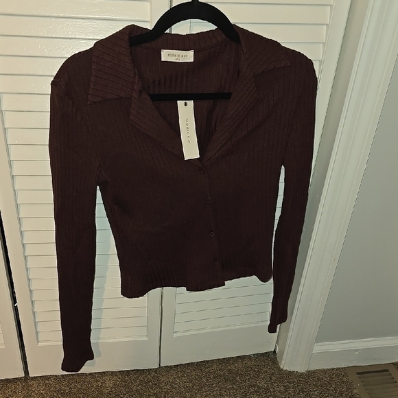 Sophie Rue Tops - SOPHIE RUE Womens Brown Ribbed Shirt NWT